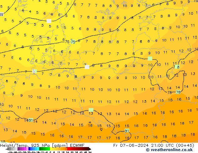 Height/Temp. 925 hPa ECMWF Sex 07.06.2024 21 UTC