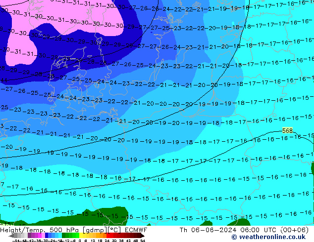 Z500/Rain (+SLP)/Z850 ECMWF чт 06.06.2024 06 UTC