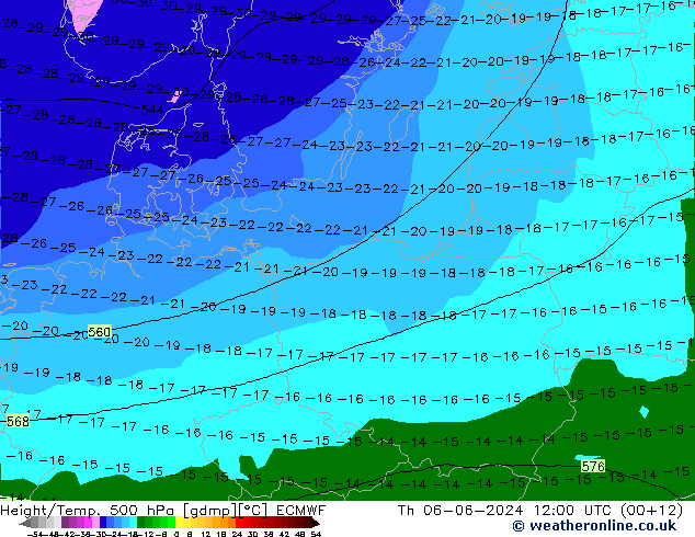 Z500/Rain (+SLP)/Z850 ECMWF jeu 06.06.2024 12 UTC