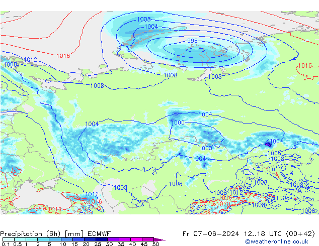 Z500/Rain (+SLP)/Z850 ECMWF Sex 07.06.2024 18 UTC