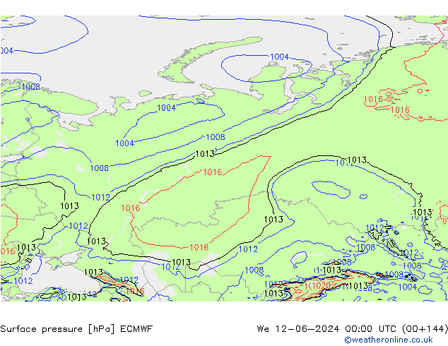 Surface pressure ECMWF We 12.06.2024 00 UTC