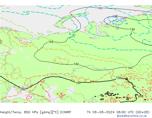 Yükseklik/Sıc. 850 hPa ECMWF Per 06.06.2024 06 UTC