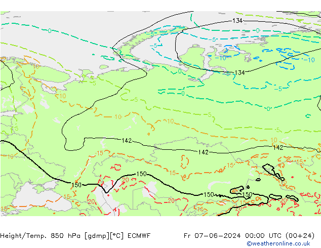 Z500/Rain (+SLP)/Z850 ECMWF vie 07.06.2024 00 UTC