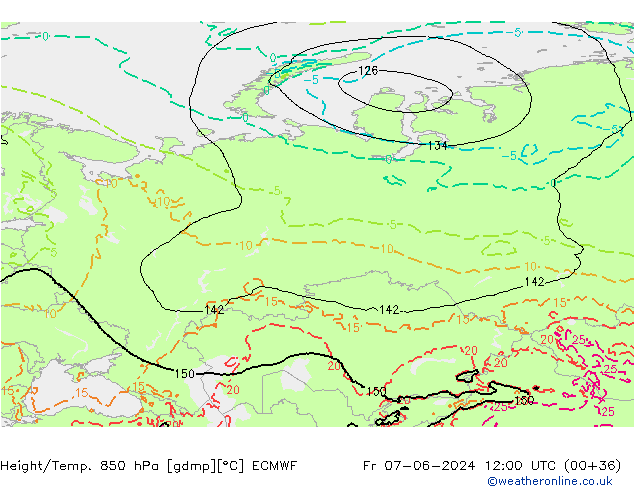 Z500/Rain (+SLP)/Z850 ECMWF Fr 07.06.2024 12 UTC