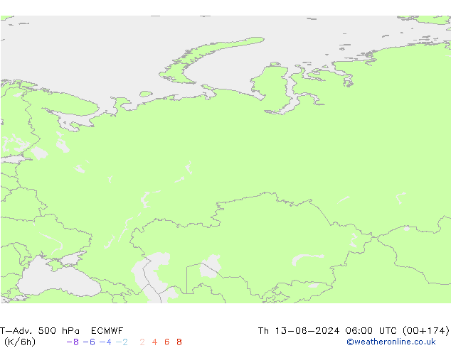 T-Adv. 500 hPa ECMWF jue 13.06.2024 06 UTC