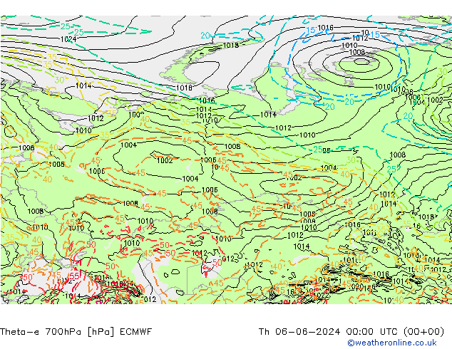 Theta-e 700hPa ECMWF Th 06.06.2024 00 UTC