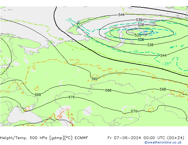 Z500/Yağmur (+YB)/Z850 ECMWF Cu 07.06.2024 00 UTC