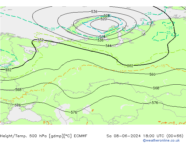 Z500/Rain (+SLP)/Z850 ECMWF sáb 08.06.2024 18 UTC