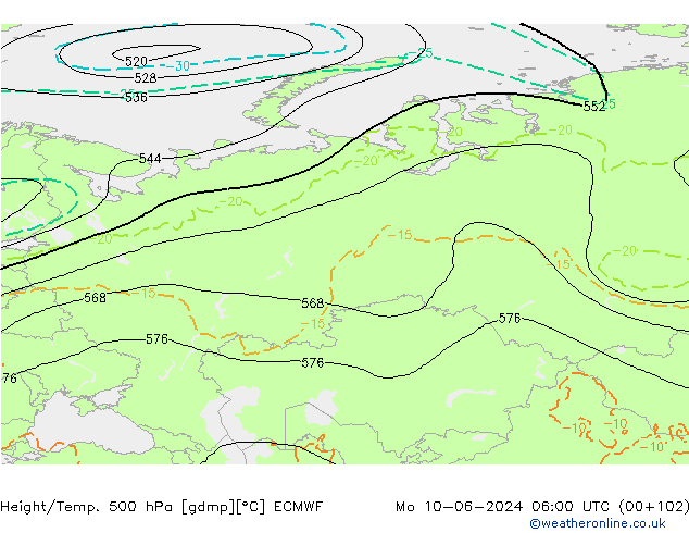Z500/Rain (+SLP)/Z850 ECMWF ��� 10.06.2024 06 UTC