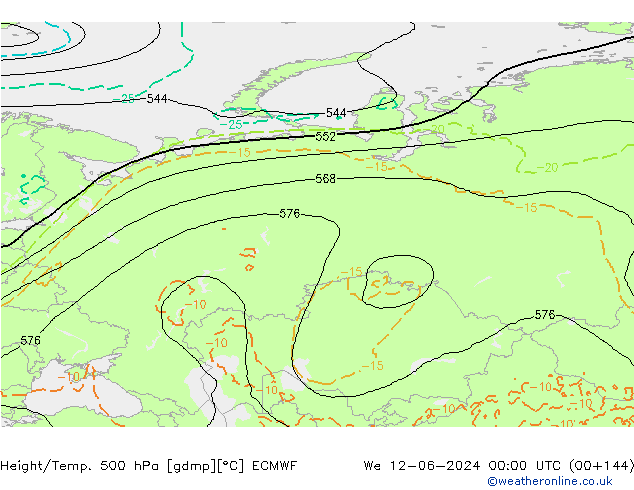 Z500/Rain (+SLP)/Z850 ECMWF mer 12.06.2024 00 UTC