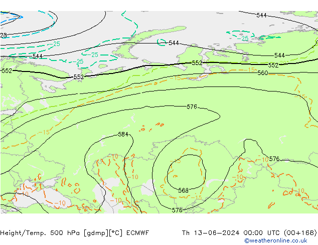 Height/Temp. 500 hPa ECMWF Th 13.06.2024 00 UTC