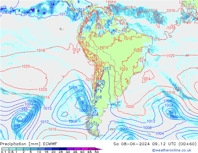 Precipitación ECMWF sáb 08.06.2024 12 UTC