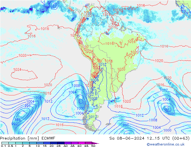 Precipitación ECMWF sáb 08.06.2024 15 UTC