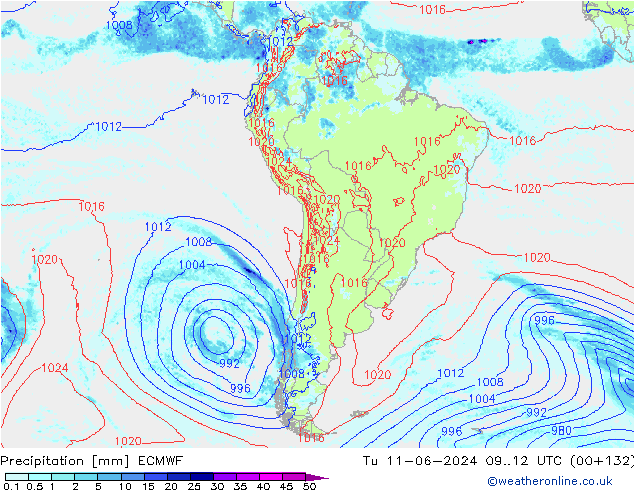 Neerslag ECMWF di 11.06.2024 12 UTC