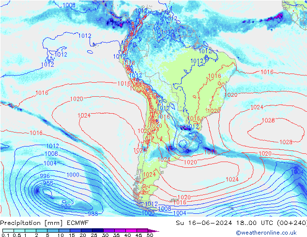 Yağış ECMWF Paz 16.06.2024 00 UTC