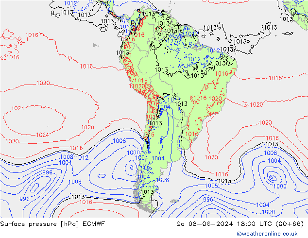 Bodendruck ECMWF Sa 08.06.2024 18 UTC