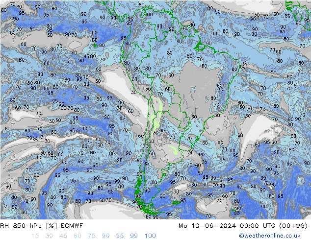 RH 850 hPa ECMWF  10.06.2024 00 UTC