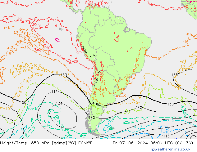 Z500/Rain (+SLP)/Z850 ECMWF ven 07.06.2024 06 UTC