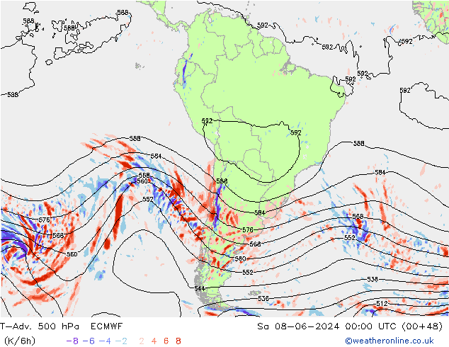 T-Adv. 500 hPa ECMWF sam 08.06.2024 00 UTC