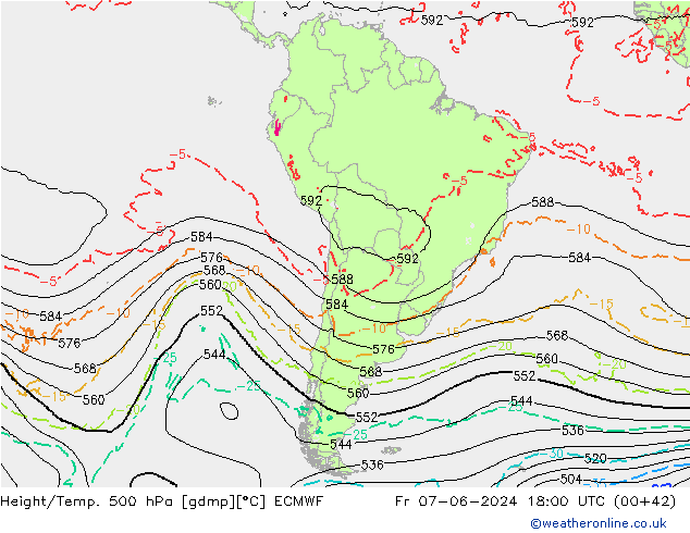 Z500/Rain (+SLP)/Z850 ECMWF Fr 07.06.2024 18 UTC