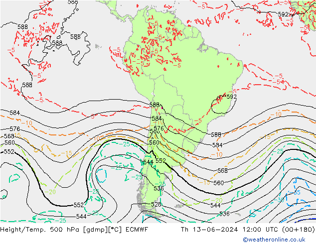 Z500/Rain (+SLP)/Z850 ECMWF jeu 13.06.2024 12 UTC