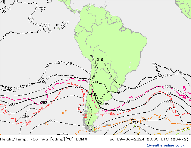 Height/Temp. 700 hPa ECMWF  09.06.2024 00 UTC