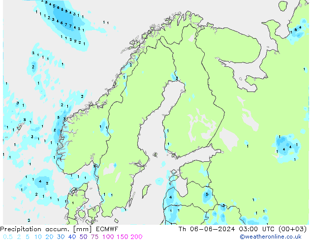 Precipitación acum. ECMWF jue 06.06.2024 03 UTC