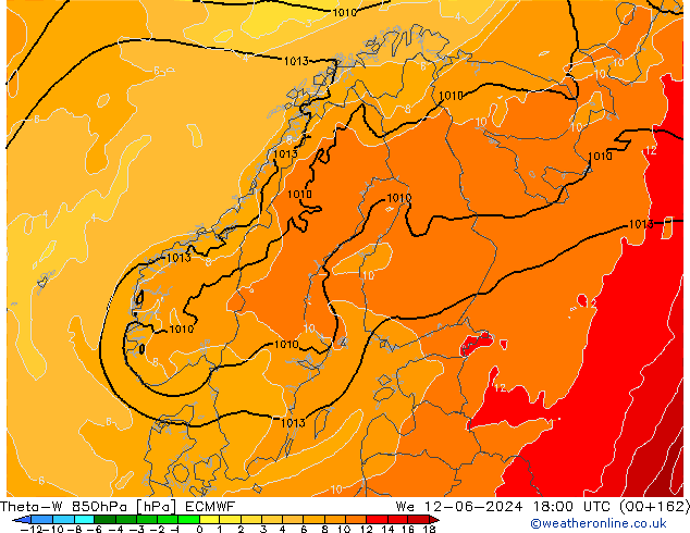 Theta-W 850hPa ECMWF We 12.06.2024 18 UTC