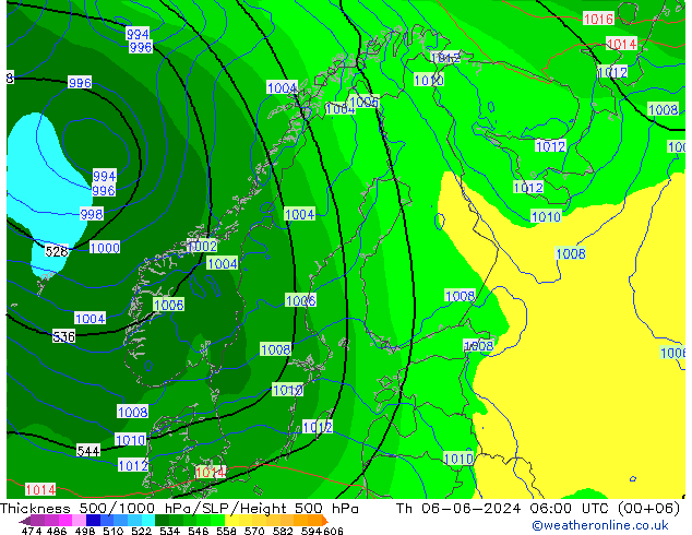 Schichtdicke 500-1000 hPa ECMWF Do 06.06.2024 06 UTC