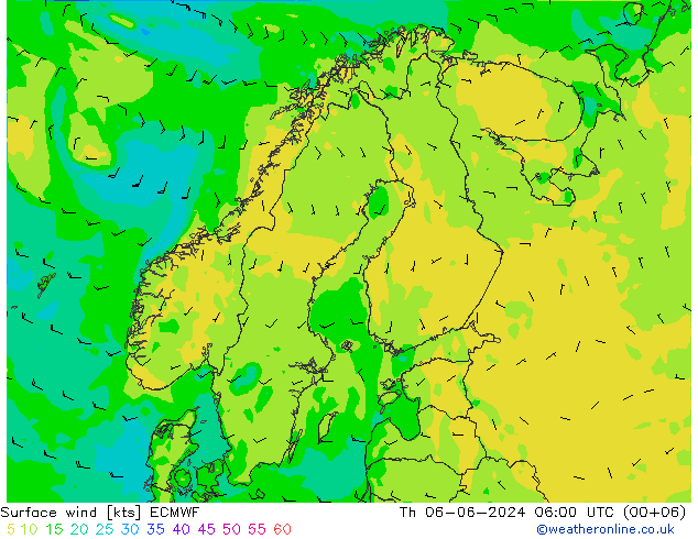 Prec 6h/Wind 10m/950 ECMWF  06.06.2024 06 UTC