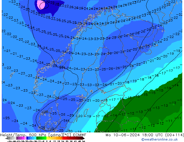 Z500/Rain (+SLP)/Z850 ECMWF Mo 10.06.2024 18 UTC