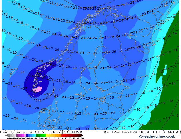 Z500/Rain (+SLP)/Z850 ECMWF ��� 12.06.2024 06 UTC