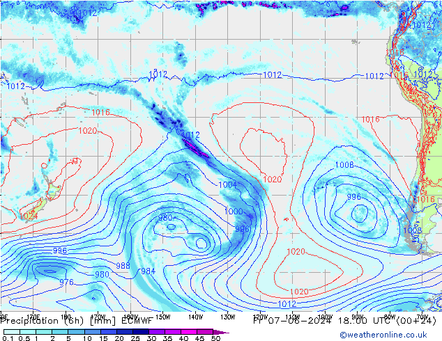 Z500/Rain (+SLP)/Z850 ECMWF ven 07.06.2024 00 UTC