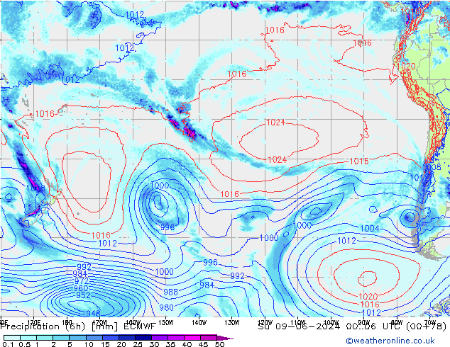 Z500/Rain (+SLP)/Z850 ECMWF dom 09.06.2024 06 UTC