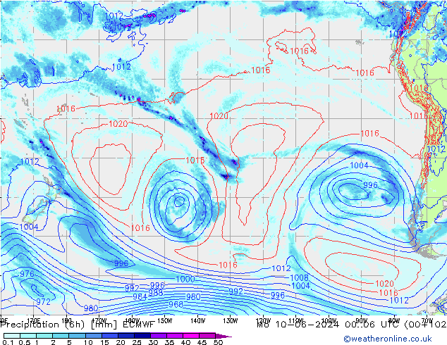 Precipitazione (6h) ECMWF lun 10.06.2024 06 UTC