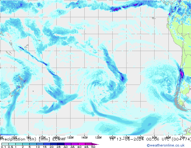 Z500/Rain (+SLP)/Z850 ECMWF Čt 13.06.2024 06 UTC