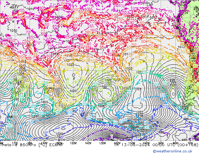 Theta-e 850hPa ECMWF Th 13.06.2024 00 UTC