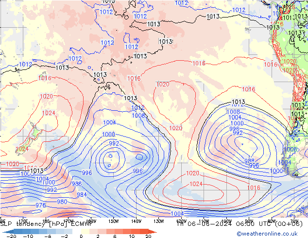 Tendenza di Pressione ECMWF gio 06.06.2024 06 UTC