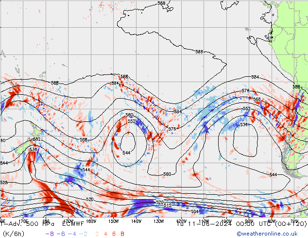 T-Adv. 500 гПа ECMWF вт 11.06.2024 00 UTC