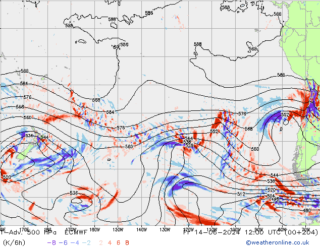 T-Adv. 500 hPa ECMWF Cu 14.06.2024 12 UTC