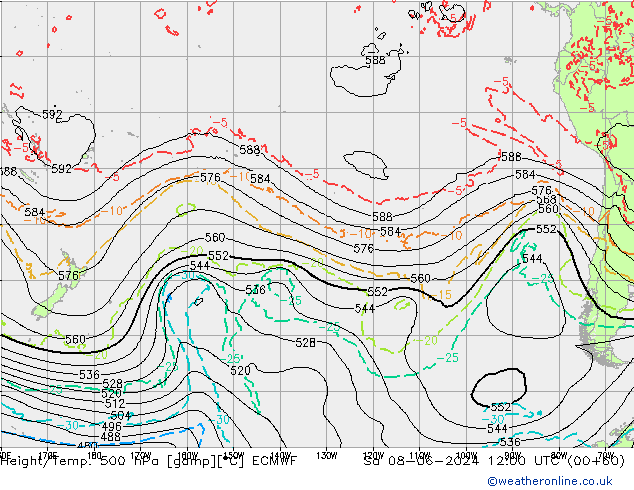 Z500/Rain (+SLP)/Z850 ECMWF сб 08.06.2024 12 UTC