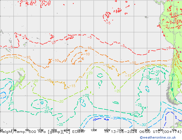 Z500/Rain (+SLP)/Z850 ECMWF Čt 13.06.2024 06 UTC