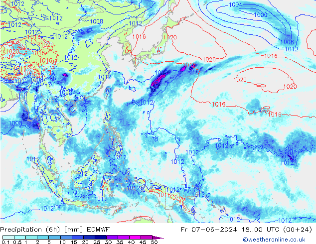 Z500/Rain (+SLP)/Z850 ECMWF Fr 07.06.2024 00 UTC