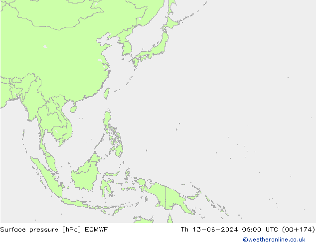 Surface pressure ECMWF Th 13.06.2024 06 UTC