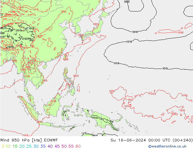 Wind 950 hPa ECMWF Su 16.06.2024 00 UTC