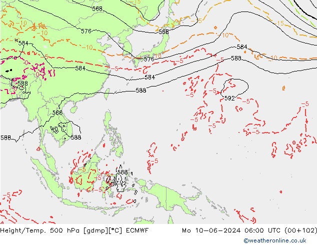 Z500/Rain (+SLP)/Z850 ECMWF pon. 10.06.2024 06 UTC