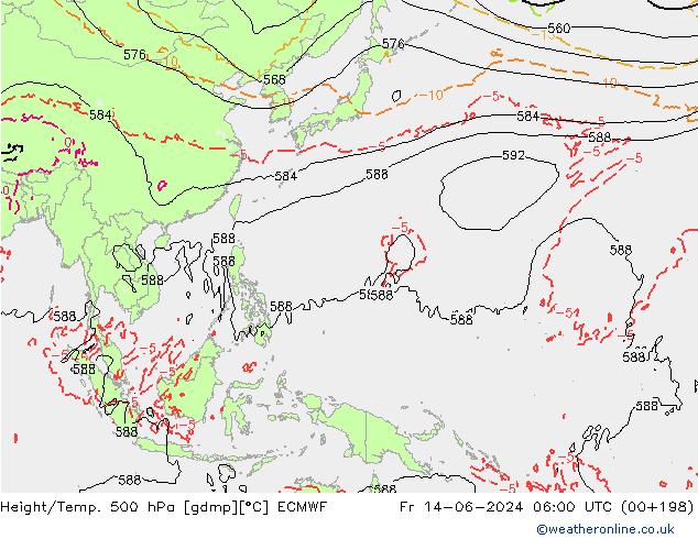 Z500/Rain (+SLP)/Z850 ECMWF Fr 14.06.2024 06 UTC