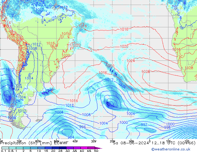 Z500/Rain (+SLP)/Z850 ECMWF Sa 08.06.2024 18 UTC