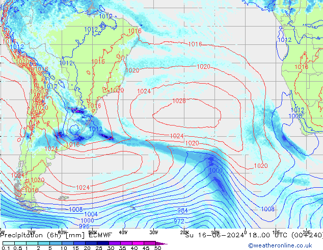 Z500/Rain (+SLP)/Z850 ECMWF  16.06.2024 00 UTC