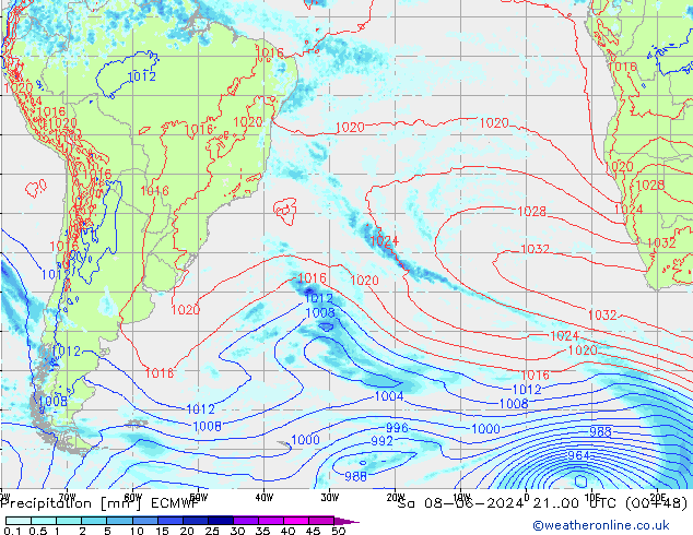 Precipitazione ECMWF sab 08.06.2024 00 UTC